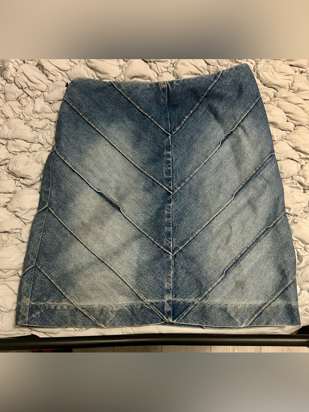 Vintage 90’s Ralph Lauren Blue Denim Chevron Mini Skirt
